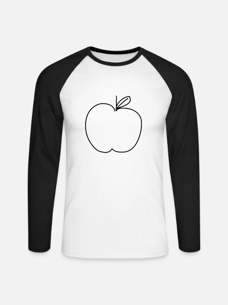 Apple Food Symbol Shape - Unisex Long Sleeve Baseball T-Shirt - white/black