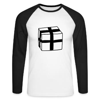 geschenk packung symbol schachtel - Unisex Baseballshirt langarm - Weiß/Schwarz - Vorne - Nik (191cm)