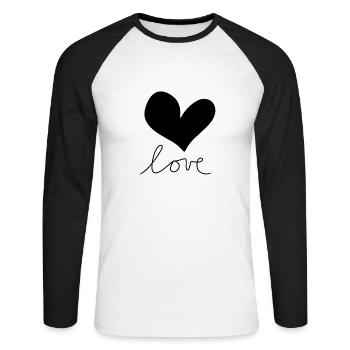 Heart Love Symbol - Unisex Long Sleeve Baseball T-Shirt - white/black - Front - Nik (191cm)