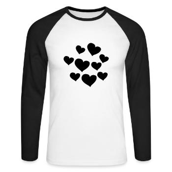 heart pattern hearts symbol love - Unisex Long Sleeve Baseball T-Shirt - white/black - Front - Nik (191cm)