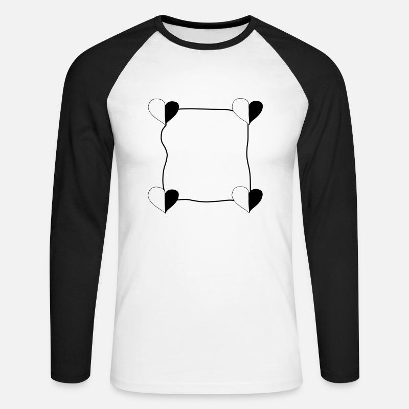 vier herzen rahmen - Unisex Baseballshirt langarm - Weiß/Schwarz