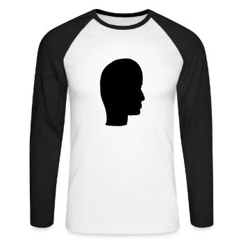 Head Profile People People Page Icon - Unisex Long Sleeve Baseball T-Shirt - white/black - Front - Nik (191cm)