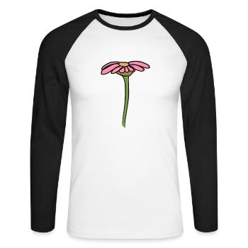 Blume Symbol pflanze form symbol rosa - Unisex Baseballshirt langarm - Weiß/Schwarz - Vorne - Nik (191cm)
