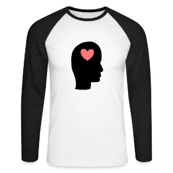 Profil de la tête Personnes Côté Symbole Coeur - T-shirt baseball manches longues Homme - blanc/noir - Devant - Nik (191cm)