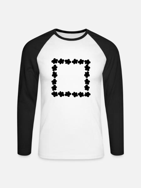 Flowers Blossom Plant Frame - Unisex Long Sleeve Baseball T-Shirt - white/black