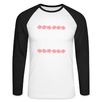 fleurs fleur plante rose ligne - T-shirt baseball manches longues Homme - blanc/noir - Devant - Nik (191cm)