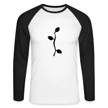 Feuille Feuilles Ligne Nature Branche - T-shirt baseball manches longues Homme - blanc/noir - Devant - Nik (191cm)