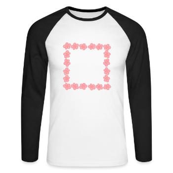 blumen blüte pflanze rosa rahmen - Unisex Baseballshirt langarm - Weiß/Schwarz - Vorne - Nik (191cm)