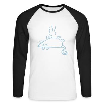Une souris morte - T-shirt baseball manches longues Homme - blanc/noir - Devant - Nik (191cm)