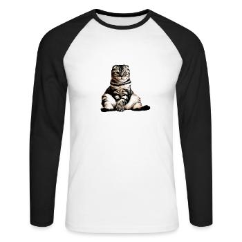 Cats, sitting cat, cat - Unisex Long Sleeve Baseball T-Shirt - white/black - Front - Nik (191cm)