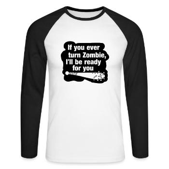Zombie Zombieapokalypse Zombie-Jäger Horror Film - Unisex Baseballshirt langarm - Weiß/Schwarz - Vorne - Nik (191cm)