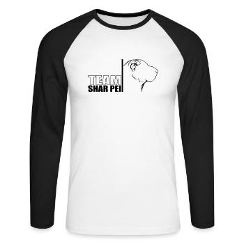 ÉQUIPE Shar Pei Chien Chien Wilsigns - T-shirt baseball manches longues Homme - blanc/noir - Devant - Nik (191cm)