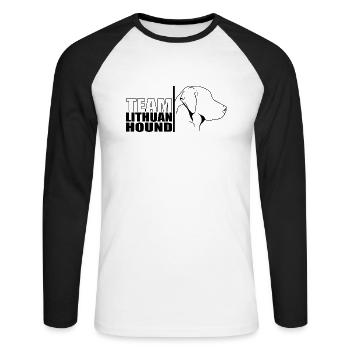 TEAM Lithuan Hound Hunde Jagd Bracke Wilsigns - Unisex Baseballshirt langarm - Weiß/Schwarz - Vorne - Nik (191cm)