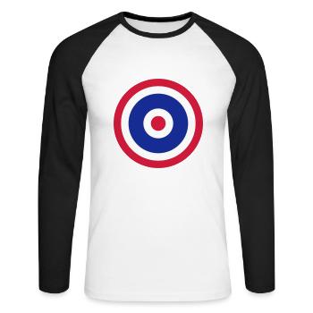 Thai Roundel Target Flag - Unisex Long Sleeve Baseball T-Shirt - white/black - Front - Nik (191cm)