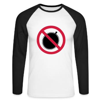 NO Durian Fruit Sign - Unisex Long Sleeve Baseball T-Shirt - white/black - Front - Nik (191cm)