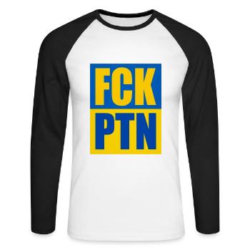 Fck ptn - Unisex Baseballshirt langarm - Weiß/Schwarz - Vorne - Nik (191cm)