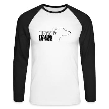 TEAM Italian Greyhound Hunde Hund Wilsigns - Unisex Baseballshirt langarm - Weiß/Schwarz - Vorne - Nik (191cm)