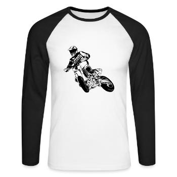 Supermoto - Supermotard - Unisex Long Sleeve Baseball T-Shirt - white/black - Front - Nik (191cm)