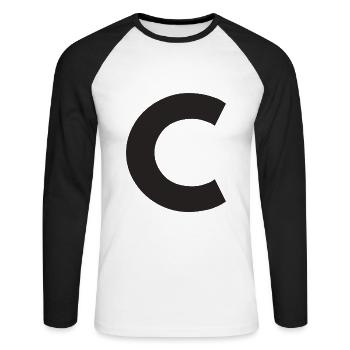 C - Unisex Baseballshirt langarm - Weiß/Schwarz - Vorne - Nik (191cm)