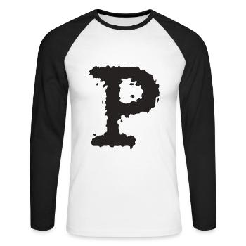 P - Unisex Long Sleeve Baseball T-Shirt - white/black - Front - Nik (191cm)