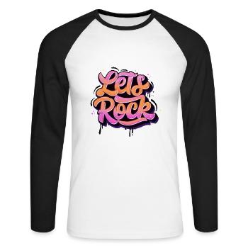 Let's Rock - Unisex Baseballshirt langarm - Weiß/Schwarz - Vorne - Nik (191cm)