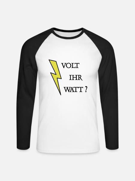 Volt Ihr Watt - Unisex Baseballshirt langarm - Weiß/Schwarz