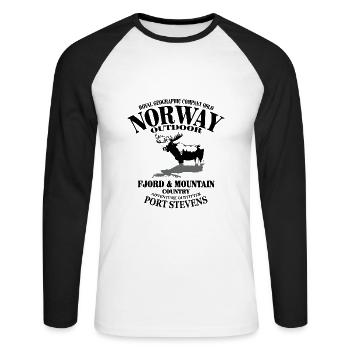 Norway - moose land - Unisex Baseballshirt langarm - Weiß/Schwarz - Vorne - Nik (191cm)