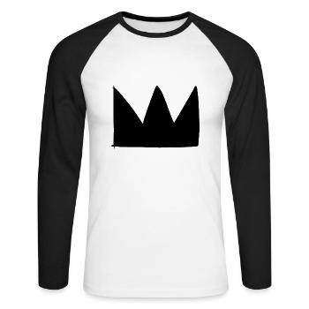Symbole de la couronne Forme de roi - T-shirt baseball manches longues Homme - blanc/noir - Devant - Nik (191cm)