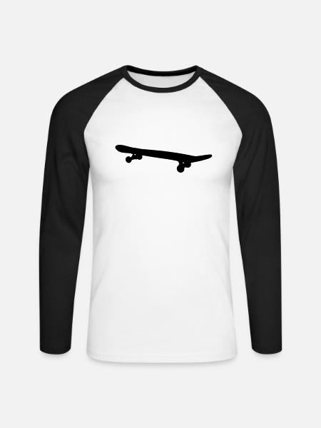 Skateboard - Unisex Baseballshirt langarm - Weiß/Schwarz