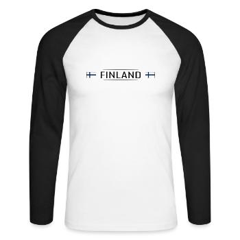 Finlande Pays Finlande Scandinavie Vacances Voyage - T-shirt baseball manches longues Homme - blanc/noir - Devant - Nik (191cm)