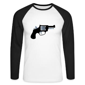 Revolver - Unisex Baseballshirt langarm - Weiß/Schwarz - Vorne - Nik (191cm)
