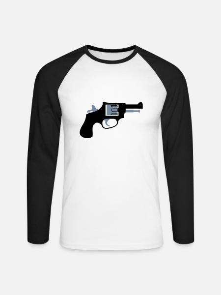 Revolver - Unisex Baseballshirt langarm - Weiß/Schwarz