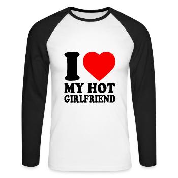 I love my girlfriend - Unisex Baseballshirt langarm - Weiß/Schwarz - Vorne - Nik (191cm)