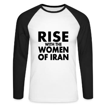 Rise with the women of iran - T-shirt baseball manches longues Homme - blanc/noir - Devant - Nik (191cm)