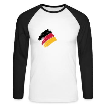 PINSELSTRICH DEUTSCHLAND FAHNE GER - Unisex Baseballshirt langarm - Weiß/Schwarz - Vorne - Nik (191cm)