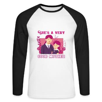 She is a very good mother - Mother Day - Unisex Baseballshirt langarm - Weiß/Schwarz - Vorne - Nik (191cm)