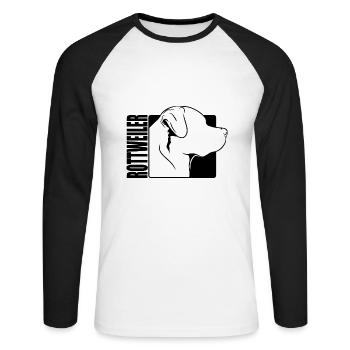 Rottweiler Profil Chiens Chien Wilsigns - T-shirt baseball manches longues Homme - blanc/noir - Devant - Nik (191cm)