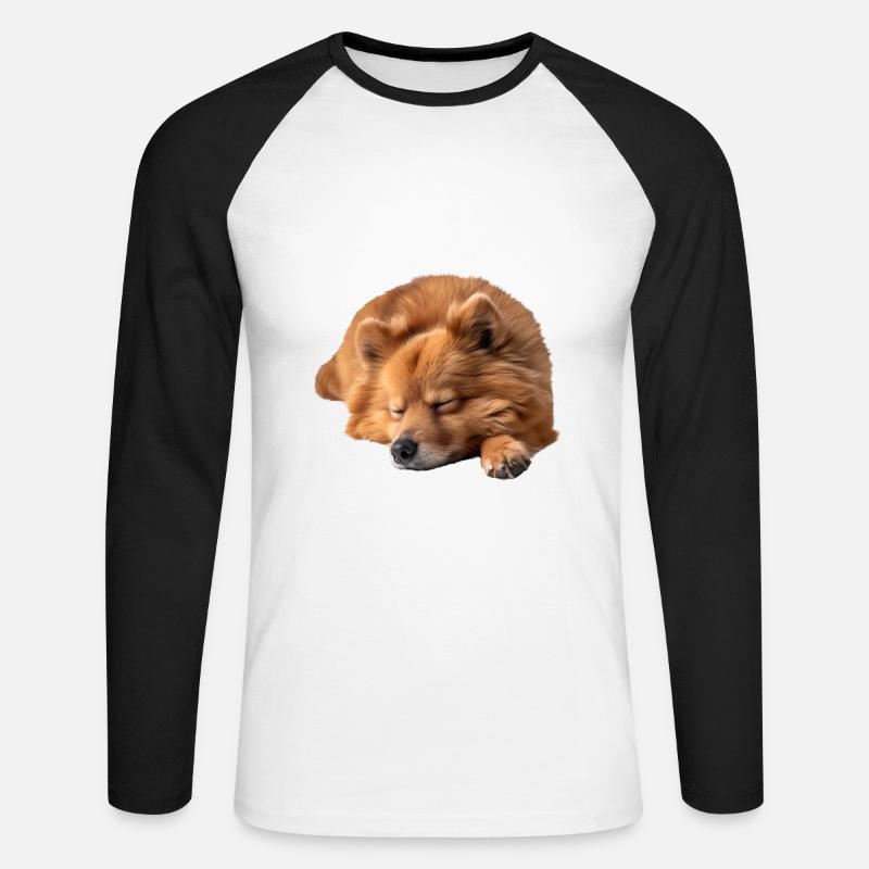 Finnish Spitz - Unisex Baseballshirt langarm - Weiß/Schwarz