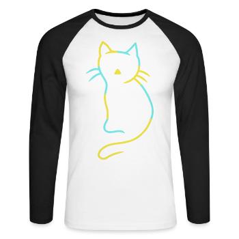 Kawaii Chat Chats Animaux Ukraine Animal Amour - T-shirt baseball manches longues Homme - blanc/noir - Devant - Nik (191cm)