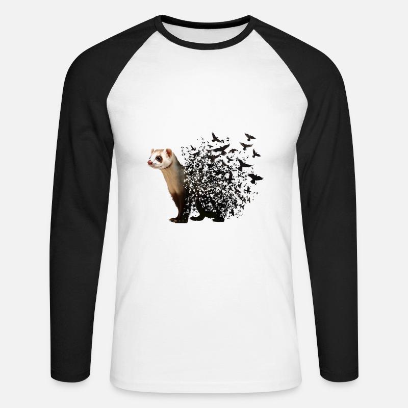 Frettchen - Unisex Baseballshirt langarm - Weiß/Schwarz