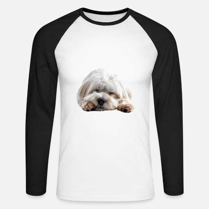 Coton de tulear - Unisex Baseballshirt langarm - Weiß/Schwarz