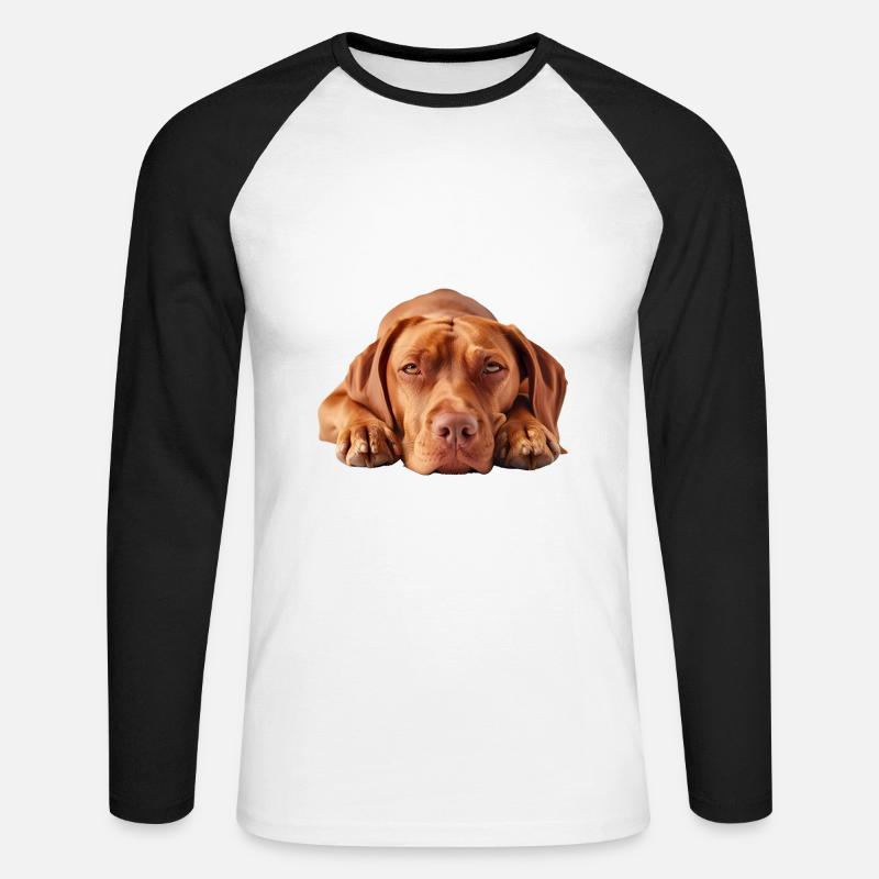 Vizsla - Unisex Baseballshirt langarm - Weiß/Schwarz