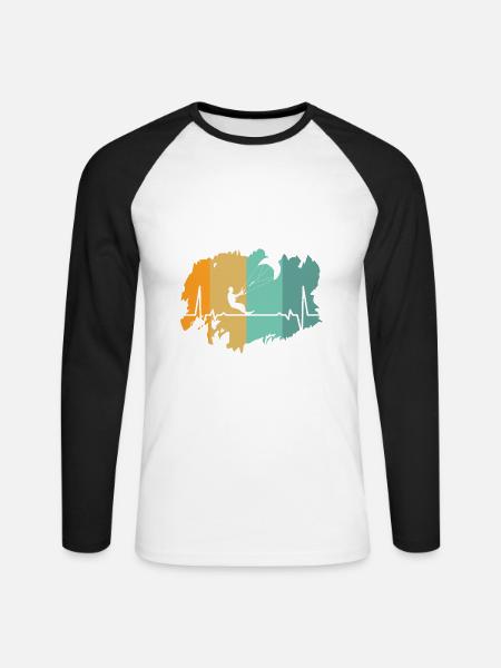 Kitesurfing - Unisex Baseballshirt langarm - Weiß/Schwarz