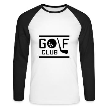 Club de golf (balle de golf o, club de golf comme l) - T-shirt baseball manches longues Homme - blanc/noir - Devant - Nik (191cm)