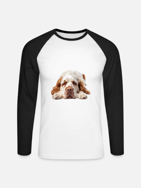 Clumber Spaniel - Unisex Baseballshirt langarm - Weiß/Schwarz
