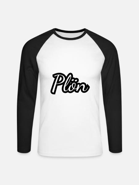 Plön - Textdesign mit Stadtnamen - Unisex Baseballshirt langarm - Weiß/Schwarz