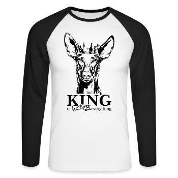 Pharaoh Dog King of everything Saying Dogs - Unisex Long Sleeve Baseball T-Shirt - white/black - Front - Nik (191cm)