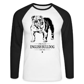 Bouledogue anglais Chiens Wilsigns - T-shirt baseball manches longues Homme - blanc/noir - Devant - Nik (191cm)