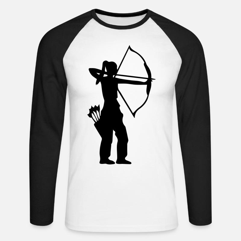Bogenschützin mit Pfeilköcher Bogenschießen - Unisex Baseballshirt langarm - Weiß/Schwarz