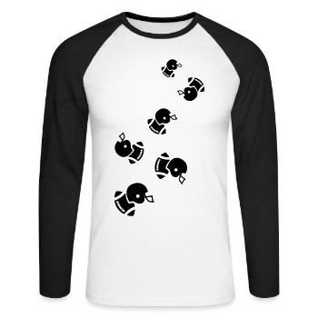 Football Icon - Unisex Baseballshirt langarm - Weiß/Schwarz - Vorne - Nik (191cm)